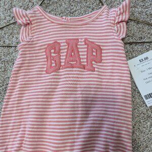 Gap striped romper outfit, pink ruffles